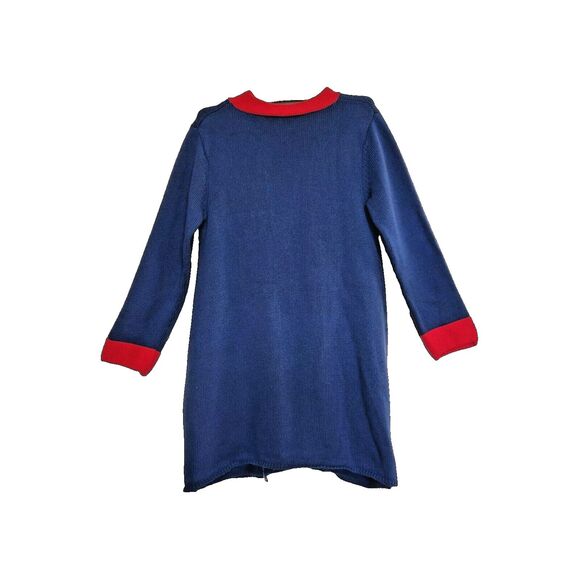 Girls Size 10 Blue And Pink Puppy Dog Ruffle Sweater Dress - Picture 2 of 6